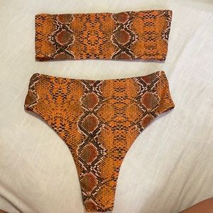 Orange snake print bikini